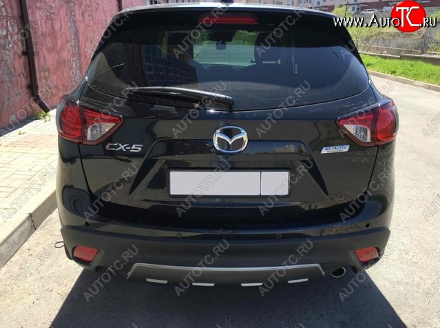 2 749 р. Накладка на задний бампер СТ v2 v2 Mazda CX-5 KE рестайлинг (2015-2017) (Неокрашенная)  с доставкой в г. Керчь