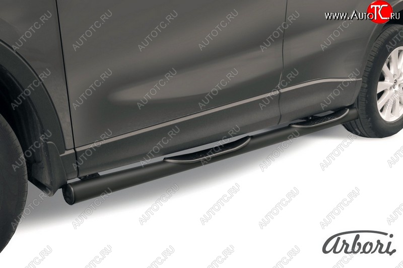 8 369 р. Защита штатных порогов Arbori (с проступью, черная, d76 mm). Mazda CX-5 KE рестайлинг (2015-2017)  с доставкой в г. Керчь