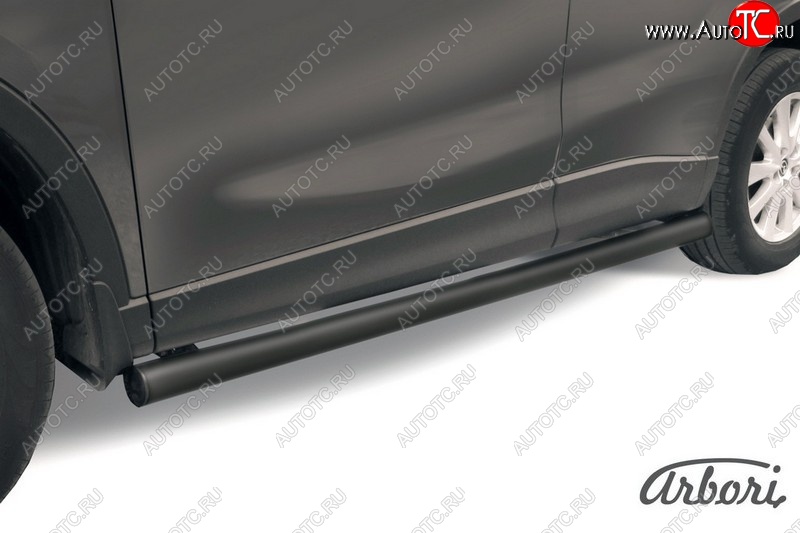 7 649 р. Защита штатных порогов Arbori (черная, d76 mm). Mazda CX-5 KE рестайлинг (2015-2017)  с доставкой в г. Керчь