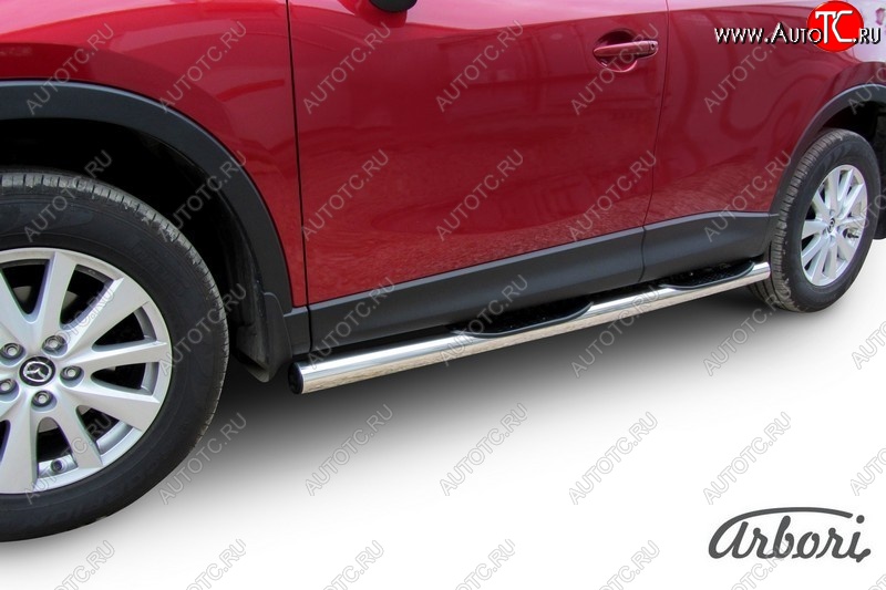 15 749 р. Защита штатных порогов Arbori (с проступью, нержавейка, d76 mm). Mazda CX-5 KE рестайлинг (2015-2017)  с доставкой в г. Керчь