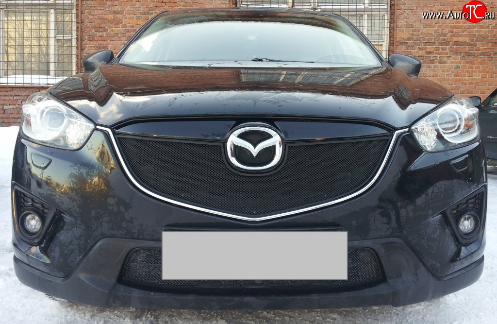 2 299 р. Нижняя сетка на бампер Russtal (черная) Mazda CX-5 KE дорестайлинг (2011-2014)  с доставкой в г. Керчь