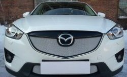 2 399 р. Нижняя сетка на бампер Russtal (хром) Mazda CX-5 KE дорестайлинг (2011-2014)  с доставкой в г. Керчь. Увеличить фотографию 2
