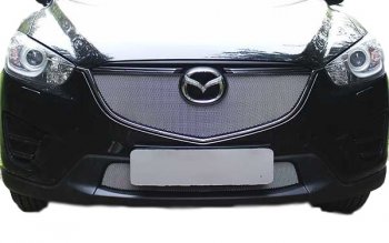 1 639 р. Защитная сетка на решетку радиатор Russtal Mazda CX-5 KE рестайлинг (2015-2017) (чёрная, без выреза под парктронник)  с доставкой в г. Керчь. Увеличить фотографию 3