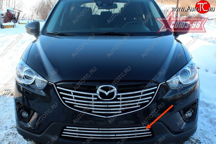 3 779 р. Декоративный элемент воздухозаборника Souz-96 нержавеющая сталь Mazda CX-5 KE дорестайлинг (2011-2014) (Хром 16 мм)  с доставкой в г. Керчь