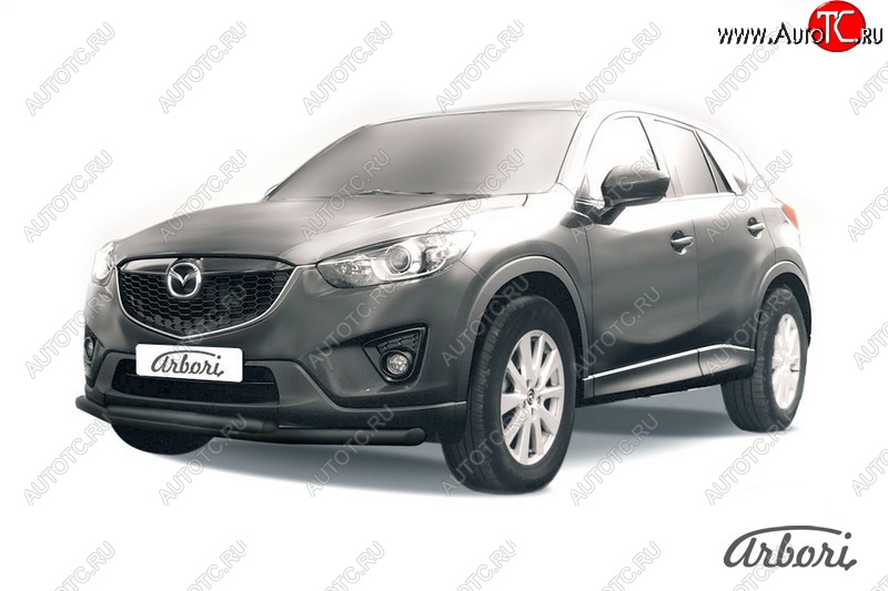 7 919 р. Защита переднего бампера Arbori (черная, 2 трубы d57 и 42 mm) Mazda CX-5 KE рестайлинг (2015-2017)  с доставкой в г. Керчь