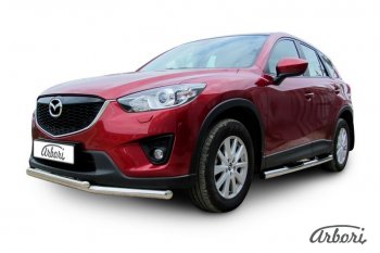 15 182 р. Защита переднего бампера Arbori (нержавейка, 2 трубы d57 и 42 mm) Mazda CX-5 KE дорестайлинг (2011-2014)  с доставкой в г. Керчь. Увеличить фотографию 2