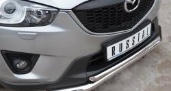 16 849 р. Защита переднего бампера (2 трубыØ63 и 42 мм, нержавейка) SLITKOFF  Mazda CX-5  KE (2011-2017) дорестайлинг, рестайлинг  с доставкой в г. Керчь. Увеличить фотографию 2