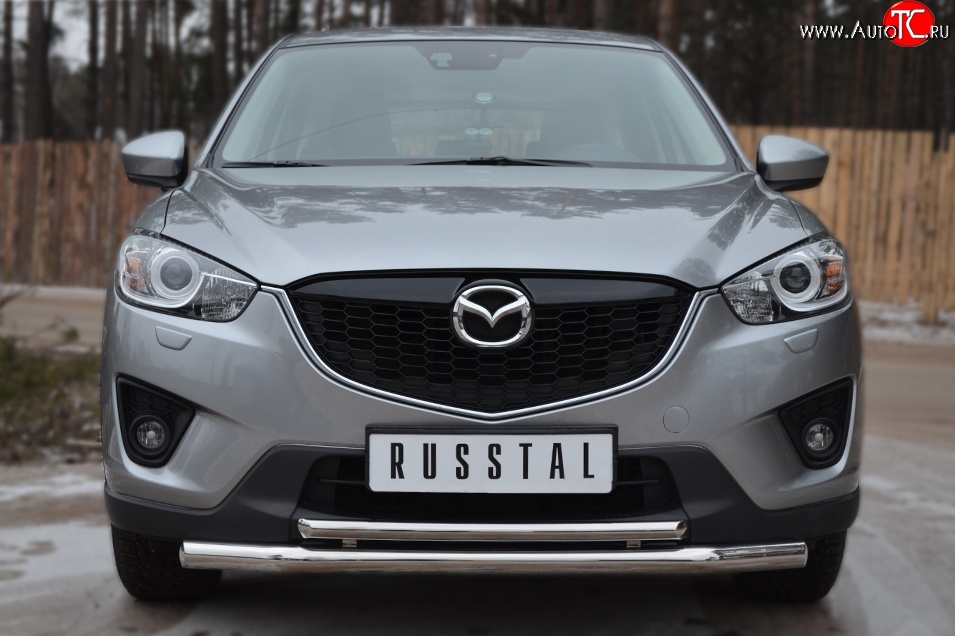 16 849 р. Защита переднего бампера (2 трубыØ63 и 42 мм, нержавейка) SLITKOFF  Mazda CX-5  KE (2011-2017) дорестайлинг, рестайлинг  с доставкой в г. Керчь