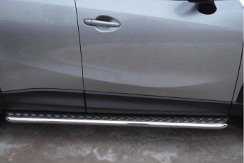 22 999 р. Широкая защита порогов с трубой диаметром 42 мм SLITKOFF v2 Mazda CX-5 KE рестайлинг (2015-2017)  с доставкой в г. Керчь. Увеличить фотографию 2