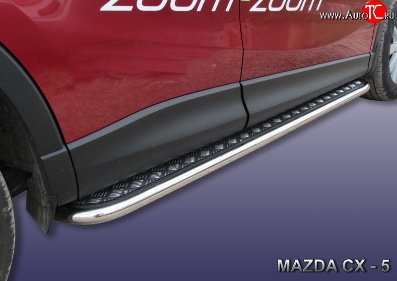 16 799 р. Широкая защита порогов Slitkoff Mazda CX-5 KE рестайлинг (2015-2017) (Нержавейка, Полированная)  с доставкой в г. Керчь