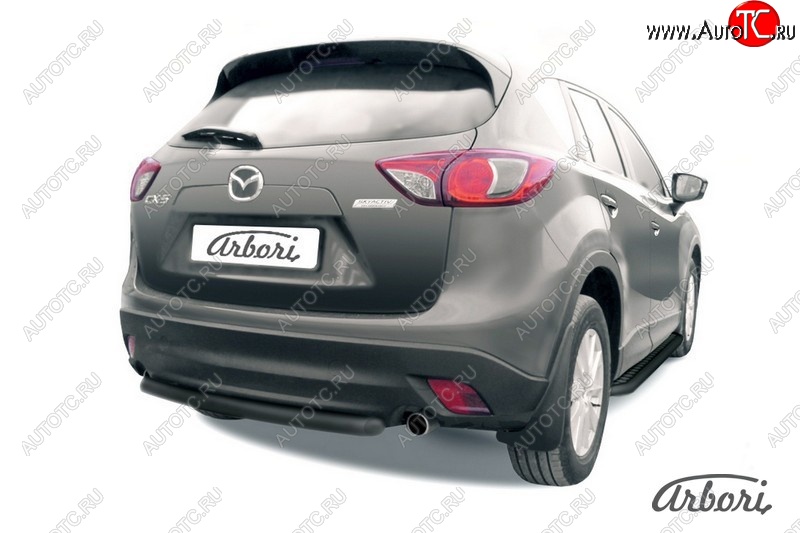 7 019 р. Защита заднего бампера Arbori (короткая, черная, 1 труба d57 mm). Mazda CX-5 KE дорестайлинг (2011-2014)  с доставкой в г. Керчь