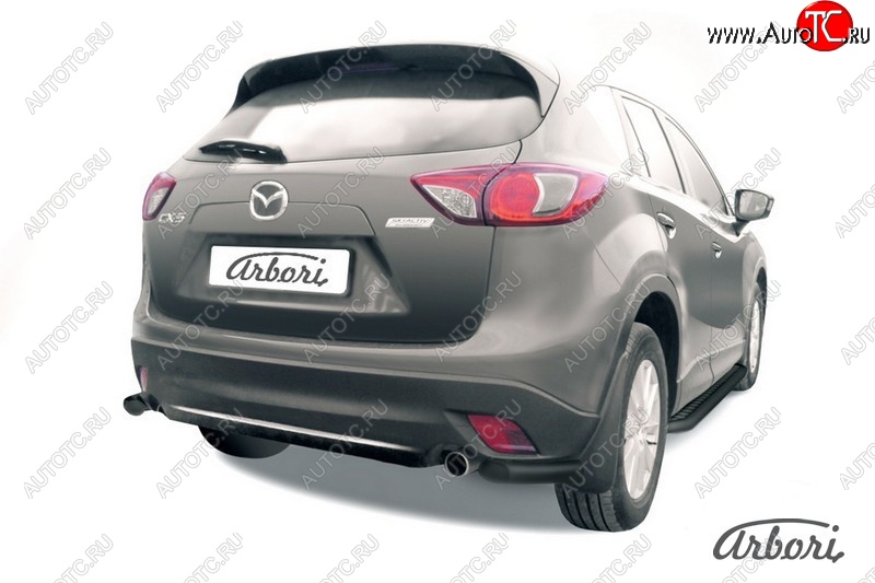 7 019 р. Защита заднего бампера Arbori (уголки, черная, 1 труба d57 mm). Mazda CX-5 KE дорестайлинг (2011-2014)  с доставкой в г. Керчь