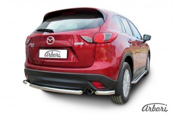 17 299 р. Защита заднего бампера Arbori (короткая, нержавейка, 1 труба d57 mm). Mazda CX-5 KE дорестайлинг (2011-2014)  с доставкой в г. Керчь. Увеличить фотографию 2