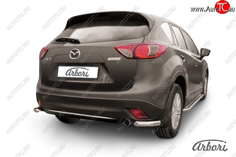 3 099 р. Защита заднего бампера Arbori (нержавейка, 1 труба d57 mm). Mazda CX-5 KE дорестайлинг (2011-2014)  с доставкой в г. Керчь