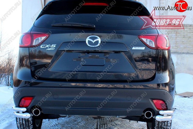 22 409 р. Защита заднего бампера из боковых уголков Souz-96 (d60/42) Mazda CX-5 KE дорестайлинг (2011-2014)  с доставкой в г. Керчь