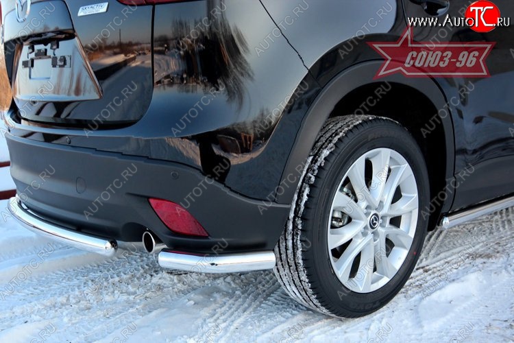 14 849 р. Защита заднего бампера из боковых уголков Souz-96( d60) Mazda CX-5 KE дорестайлинг (2011-2014)  с доставкой в г. Керчь