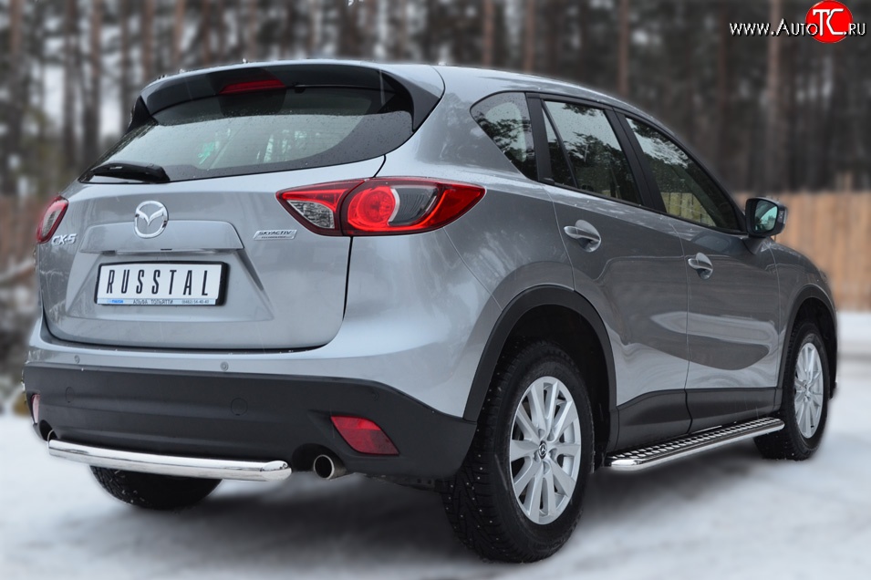 12 949 р. Одинарная защита заднего бампера из трубы диаметром 63 мм SLITKOFF  Mazda CX-5  KE (2011-2017) дорестайлинг, рестайлинг  с доставкой в г. Керчь