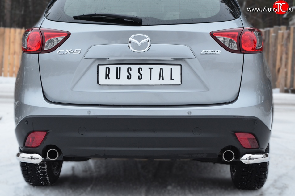 16 899 р. Защита заднего бампера (Ø63 мм уголки, нержавейка) SLITKOFF  Mazda CX-5  KE (2011-2017) дорестайлинг, рестайлинг  с доставкой в г. Керчь