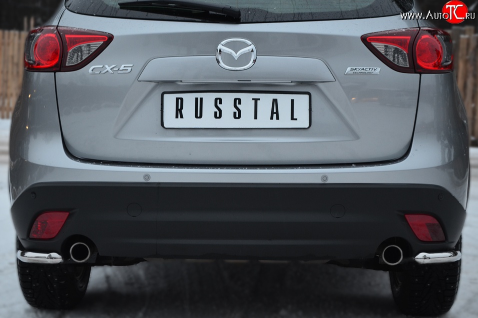 14 549 р. Защита заднего бампера (Ø63 мм уголки, нержавейка) SLITKOFF Mazda CX-5 KE дорестайлинг (2011-2014)  с доставкой в г. Керчь