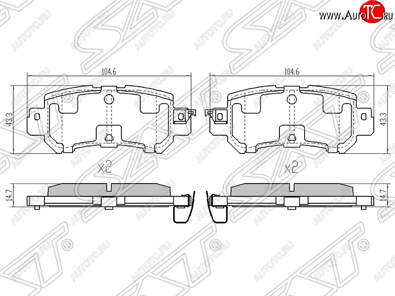 739 р. Колодки тормозные задние SAT   Mazda CX-5  KE (2011-2017) дорестайлинг, рестайлинг  с доставкой в г. Керчь