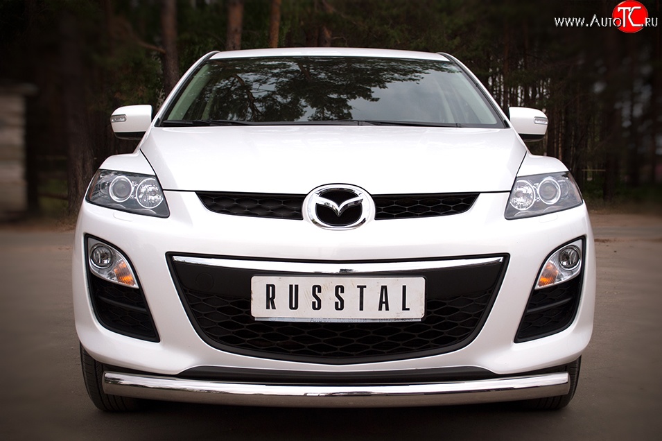 15 349 р. Одинарная защита переднего бампера диаметром 76 мм SLITKOFF  Mazda CX-7  ER (2010-2012) рестайлинг  с доставкой в г. Керчь