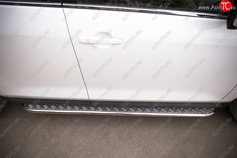 24 649 р. Порожки для ног (Ø42) SLITKOFF  Mazda CX-7  ER (2010-2012) рестайлинг (лист - алюминий, профиль - нержавейка)  с доставкой в г. Керчь