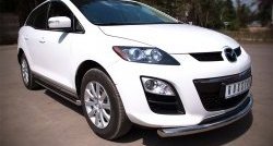 70 999 р. Защита порогов из круглой трубы диаметром 63 мм Russtal Mazda CX-7 ER рестайлинг (2010-2012) (Защита порогов с со скосами на торцах (вариант 1))  с доставкой в г. Керчь. Увеличить фотографию 4