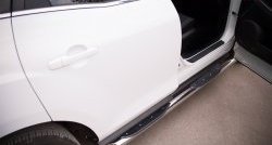83 999 р. Защита порогов с пластиковыми вставками для ног из круглой трубы диаметром 76 мм Russtal Mazda CX-7 ER рестайлинг (2010-2012) (Защита порогов с со скосами на торцах (вариант 1))  с доставкой в г. Керчь. Увеличить фотографию 3