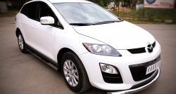 83 999 р. Защита порогов с пластиковыми вставками для ног из круглой трубы диаметром 76 мм Russtal Mazda CX-7 ER рестайлинг (2010-2012) (Защита порогов с со скосами на торцах (вариант 1))  с доставкой в г. Керчь. Увеличить фотографию 8