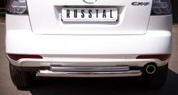 Защита заднего бампера (Ø63 и 42 мм, нержавейка) SLITKOFF Mazda CX-7  ER (2010-2012) рестайлинг
