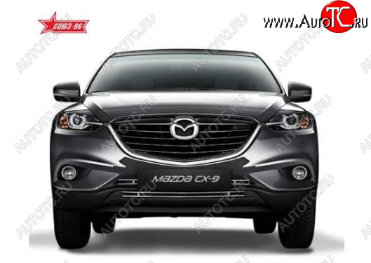 4 004 р. Декоративный элемент воздухозаборника Souz96 Mazda CX-9 TC дорестайлинг (2015-2025) (Черная 16 мм)  с доставкой в г. Керчь
