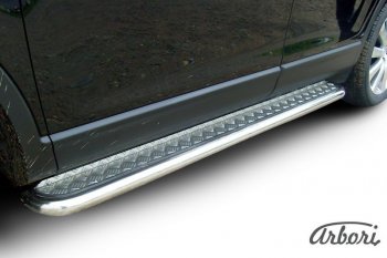14 219 р. Защита штатных порогов с листом Arbori (нержавейка, алюминий, d57) Mazda CX-9 TB дорестайлинг (2007-2009)  с доставкой в г. Керчь. Увеличить фотографию 2
