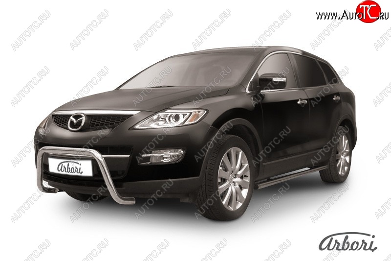 23 939 р. Защита переднего бампера Arbori (низкая - mini, нержавейка, 1 труба d57 mm). Mazda CX-9 TB дорестайлинг (2007-2009)  с доставкой в г. Керчь