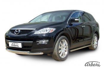 25 999 р. Защита переднего бампера Arbori (нержавейка, 2 трубы d57 и 57 mm) Mazda CX-9 TB дорестайлинг (2007-2009)  с доставкой в г. Керчь. Увеличить фотографию 2