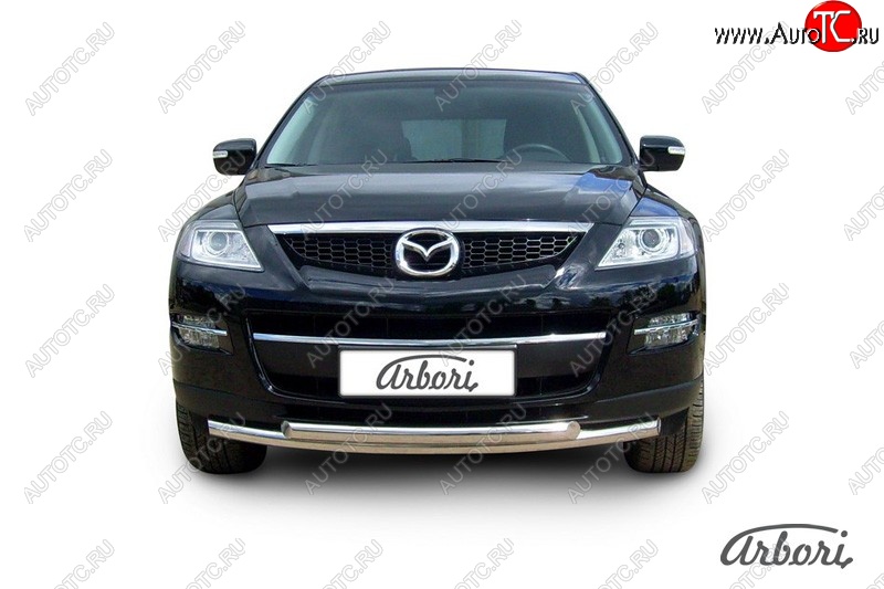 25 999 р. Защита переднего бампера Arbori (нержавейка, 2 трубы d57 и 57 mm) Mazda CX-9 TB дорестайлинг (2007-2009)  с доставкой в г. Керчь