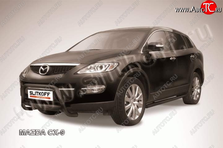 21 499 р. Кенгурятник d57 низкий Slitkoff  Mazda CX-9  TB (2007-2012) дорестайлинг, 1-ый рестайлинг (Цвет: серебристый)  с доставкой в г. Керчь