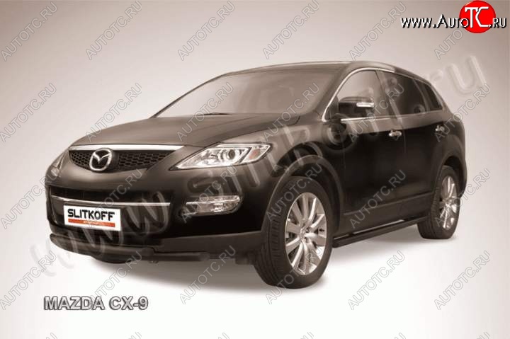 10 299 р. защита переднего бампера Slitkoff Mazda CX-9 TB дорестайлинг (2007-2009) (Цвет: серебристый)  с доставкой в г. Керчь