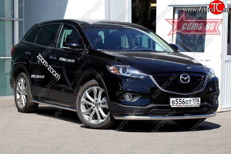 18 179 р. Защита переднего бампера одинарная рестайлинг Souz-96 (d60). Mazda CX-9 TB дорестайлинг (2007-2009)  с доставкой в г. Керчь