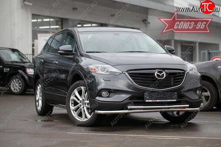 21 194 р. Защита переднего бампера двойная Souz-96 (d60/42). Mazda CX-9 TB дорестайлинг (2007-2009)  с доставкой в г. Керчь