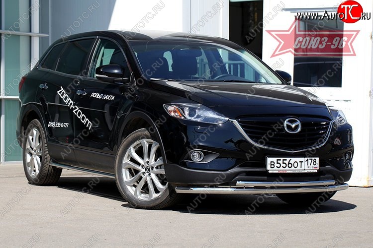21 194 р. Защита переднего бампера одинарная рестайлинг Souz-96 (d60/42). Mazda CX-9 TB дорестайлинг (2007-2009)  с доставкой в г. Керчь