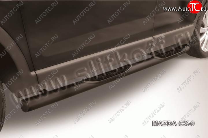 12 399 р. Защита порогов Slitkoff  Mazda CX-9 ( TB,  TC) (2007-2025) дорестайлинг (Цвет: серебристый)  с доставкой в г. Керчь