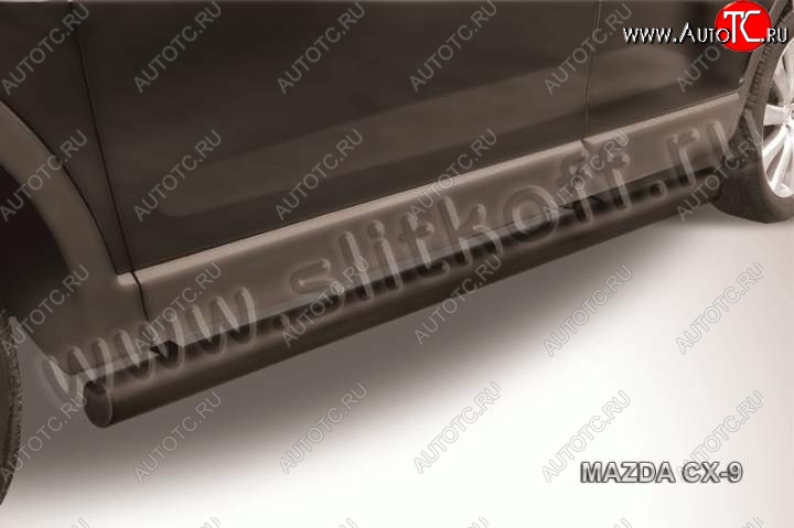 10 649 р. Защита порогов Slitkoff  Mazda CX-9  TB (2007-2009) дорестайлинг (Цвет: серебристый)  с доставкой в г. Керчь