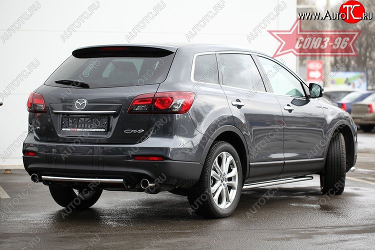 13 409 р. Защита заднего бампера из короткой трубы d42 Souz-96 Mazda CX-9 TB дорестайлинг (2007-2009)  с доставкой в г. Керчь