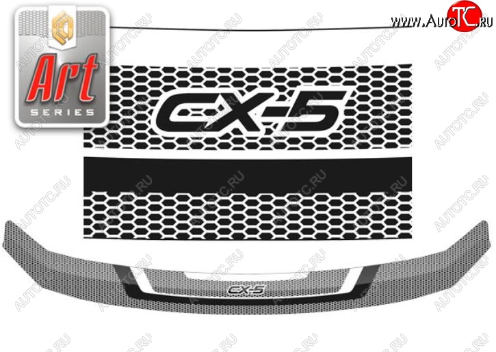 2 199 р. Дефлектор капота CA-Plastiс  Mazda CX-5  KF (2016-2025) (Серия Art белая)  с доставкой в г. Керчь