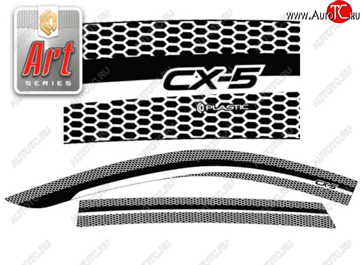 2 199 р. Дефлектора окон CA-Plastic  Mazda CX-5  KF (2016-2025) (Серия Art черная, Без хром.молдинга)  с доставкой в г. Керчь