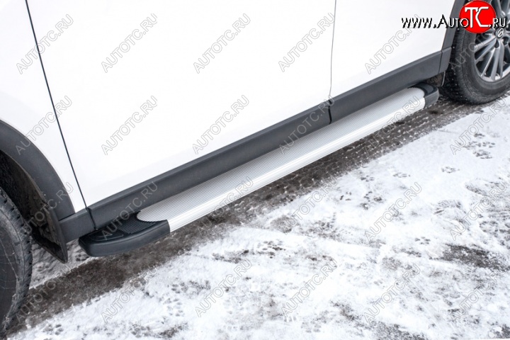 13 349 р. Алюминиевые пороги для ног Slitkoff (Optima) Mazda CX-5 KF (2016-2025) (Чёрные)  с доставкой в г. Керчь