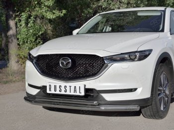 20 749 р. Защита переднего бампера (2 трубыØ63 и 42 мм, нержавейка) SLITKOFF  Mazda CX-5  KF (2016-2025)  с доставкой в г. Керчь. Увеличить фотографию 3