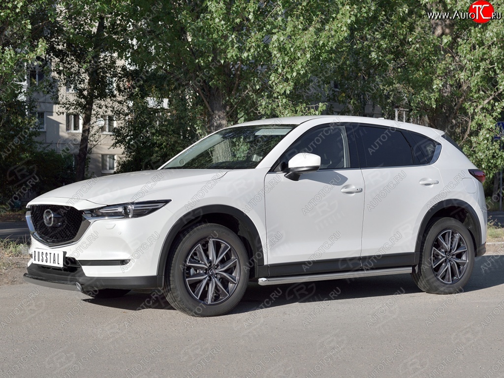 11 599 р. Защита переднего бампера из овальной трубы диаметром 75x42 мм Russtal Mazda CX-5 KF (2016-2025)  с доставкой в г. Керчь