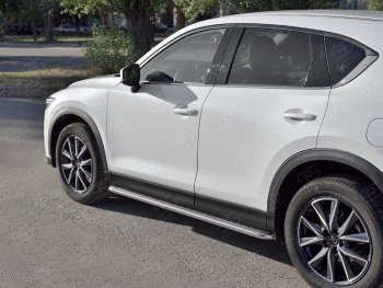24 649 р. Широкая защита порогов с трубой диаметром 42 мм SLITKOFF v1 Mazda CX-5 KF (2016-2025)  с доставкой в г. Керчь. Увеличить фотографию 2