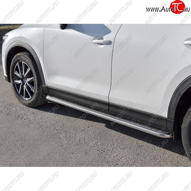 24 649 р. Широкая защита порогов с трубой диаметром 42 мм SLITKOFF v1 Mazda CX-5 KF (2016-2025)  с доставкой в г. Керчь